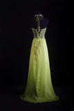 Glitter A line Halter Bud Green Chiffon Silver Beads For Women Party Dresses Long Formal Prom Dress 18th Birthday Gown HZ0311
