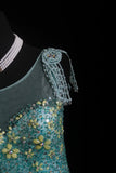 Vintage Prom Dresses 90s Formal Mermaid Scoop Neck Blue Tulle Long Party Gowns Prom Dresses HZ0311