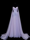 Modest Prom Dress Aesthetic Mermaid Off The Shoulder Lilac Tulle With Cape Style Impress Long Prom Dresses Party Formal Gowns HZ0311