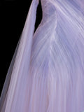 Modest Prom Dress Aesthetic Mermaid Off The Shoulder Lilac Tulle With Cape Style Impress Long Prom Dresses Party Formal Gowns HZ0311
