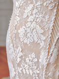 Timeless Long Wedding Gowns Mermaid Spaghetti Strap Sleeveless Lace for Bride With Pearls Fitted Train Bridal Dress HZ0311