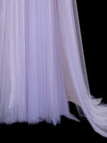 Modest Prom Dress Aesthetic Mermaid Off The Shoulder Lilac Tulle With Cape Style Impress Long Prom Dresses Party Formal Gowns HZ0311