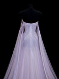 Modest Prom Dress Aesthetic Mermaid Off The Shoulder Lilac Tulle With Cape Style Impress Long Prom Dresses Party Formal Gowns HZ0311