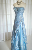 Unique A line Sweetheart Drop Waist Blue Tulle 90s With Beaded Bodice For Women Long Prom Dress 20th Birthday Gowns HZ0311
