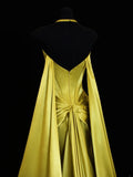 Modest Prom Dress Aesthetic Mermaid Halter Gold Sweetheart With Cape Style Impress Long Prom Dresses Party Formal Gowns HZ0311