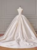 Princess Long Wedding Gowns Ball Gown Sweetheart Pleated Tulle for Bride With Removable Sleeves White Bridal Dress HZ0311
