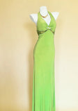 Unique Sheath Halter Green 90s With Beaded Bodice For Women Long Prom Dress 20th Birthday Gowns HZ0311