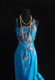 Vintage Prom Dresses 90s Formal Mermaid Spaghetti Straps Blue Chiffon Long Party Gowns Prom Dresses HZ0311