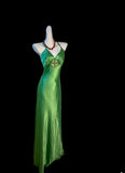 Modest Sheath Spaghetti Strap Green Satin Evening Dresses High School Teens Senior Night Dance Prom Outfits HZ0311