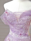 Modest Prom Dresses Aesthetic Ball Gown Off The Shoulder Lilac Tulle Inspiration Impress Long Party Formal Gown For Teenagers High Schools Girls HZ0311