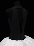 Ball Gowns Prom Dress Aesthetic V Neckline With Pleated Style Impress Black Tops White Long Prom Dresses Party Formal Gowns HZ0311