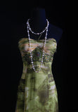 Vintage Prom Dresses 90s Formal Mermaid Halter Floral Green Mid Length Chiffon Party Gowns Prom Dresses HZ0311
