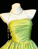 Vintage Ball Gown Strapless Green Satin Hoco Gowns Short 16th Birthday Dress Homecoming Dresses Cocktail Gown HZ0311