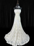 Wedding Dresses Strapless Drop Waist 1950s 1940s Mermaid Strapless Lace Tulle With Appliques White Petite/Plus Size Bridal Gown For Women HZ0311