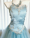 Vintage Ball Gown Sweetheart Tulle Sleeveless Long Quinceanera Dresses Sweet 15 16 Birthday Outfits HZ0311