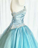 Vintage Ball Gown Sweetheart Tulle Sleeveless Long Quinceanera Dresses Sweet 15 16 Birthday Outfits HZ0311