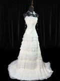 Vintage Wedding Gowns 1960s Dresses Simple A Line Strapless for Bride With Buttons Train White Petite/Plus Size Bridal Gown HZ0311