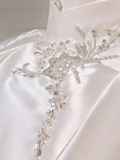 Princess Long Wedding Gowns Ball Gown Sweetheart Pleated Satin for Bride With Beads White Bridal Dress HZ0311