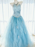 Vintage Ball Gown Sweetheart Tulle Sleeveless Long Quinceanera Dresses Sweet 15 16 Birthday Outfits HZ0311