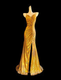 Modest Mermaid Spaghetti Strap Orange Satin Evening Dresses High School Teens Senior Night Dance Prom Outfits HZ0311