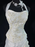 Wedding Dresses Strapless Drop Waist 1950s 1940s 2 Pieces Ball Gown Halter Tulle With Appliques White Petite/Plus Size Bridal Gown For Women HZ0311