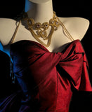 Unique Mermaid Sweetheart Burgundy Satin With Black Tulle Bodice For Women Long Prom Dress 20th Birthday Gowns HZ0311