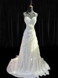 Ethereal Wedding Gowns Brides Dresses A line Spaghetti Strap for Bride Satin White Petite/Plus Size Bridal Gown With Beads For Women HZ0311