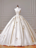 Princess Long Wedding Gowns Ball Gown Sweetheart Pleated Satin for Bride With Removable Sleeves White Bridal Dress HZ0311