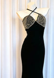Unique Mermaid Halter Back With Split Side Beaded Bodice For Women Long Prom Dress 20th Birthday Gowns HZ0311