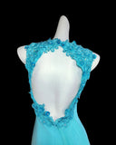 Modest Mermaid Halter Blue With Backless Sleeveless Long Prom Dresses High School Senior Graduation Dance Evening Outfits HZ0311