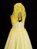 Modest Prom Dress Aesthetic Mermaid High Neck Yellow Lace With Train Style Impress Chiffon Long Prom Dresses Party Formal Gowns HZ0311