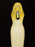 Modest Prom Dress Aesthetic Mermaid High Neck Yellow Lace With Train Style Impress Chiffon Long Prom Dresses Party Formal Gowns HZ0311