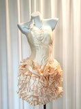 Vintage Sheath Strapless Satin Hoco Gowns Short 18th Birthday Dress Homecoming Dresses Cocktail Gown HZ0311