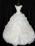 Wedding Dresses Drop Waist 1950s 1940s Ball Gown Off The Shoulder With Tiered White Petite/Plus Size Bridal Gown For Women HZ0311
