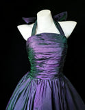 Vintage Ball Gown Halter Purple Taffeta Hoco Gowns Short 16th Birthday Dress Homecoming Dresses Cocktail Gown HZ0311