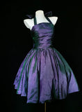 Vintage Ball Gown Halter Purple Taffeta Hoco Gowns Short 16th Birthday Dress Homecoming Dresses Cocktail Gown HZ0311
