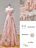 Modest Prom Dresses Aesthetic Ball Gown Off The Shoulder Pink Sequins Corset Fitted Inspiration Impress Long Party Formal Gown For Teens High Schools Girls HZ0311
