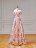 Modest Prom Dresses Aesthetic Ball Gown Off The Shoulder Pink Sequins Corset Fitted Inspiration Impress Long Party Formal Gown For Teens High Schools Girls HZ0311