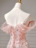 Modest Prom Dresses Aesthetic Ball Gown Off The Shoulder Pink Sequins Corset Fitted Inspiration Impress Long Party Formal Gown For Teens High Schools Girls HZ0311