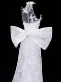 Princess Wedding Gowns Dresses Elegant Modest for Bride Mermaid High Neck White Petite/Plus Size Bridal Gowns For Women HZ0311