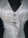Timeless Women's Mermaid Halter Sleeveless White Taffeta Tiered Pleated With Beads Long Vintage Fitted 1920s Wedding Dresses HZ0311