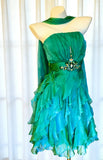 Vintage A Line Strapless Green Chiffon Hoco Gowns Short 18th Birthday Dress Homecoming Dresses Cocktail Gown HZ0311