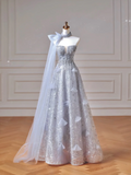Modest Prom Dresses Aesthetic Ball Gown Strapless Light Sky Blue Sequin Corset Fitted Impress Long Party Formal Gown For Teens High Schools Girls HZ0311