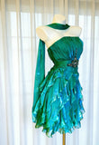 Vintage A Line Strapless Green Chiffon Hoco Gowns Short 18th Birthday Dress Homecoming Dresses Cocktail Gown HZ0311