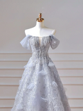 Modest Prom Dresses Aesthetic Ball Gown Strapless Light Sky Blue Sequin Corset Fitted Impress Long Party Formal Gown For Teens High Schools Girls HZ0311