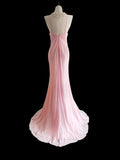 Classic Mermaid Halter Pink Chiffon Sleeveless Long Prom Dresses High School Senior Graduation Dance Evening Outfits HZ0311