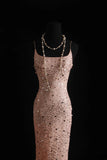 Vintage Prom Dresses 90s Formal Mermaid Spaghetti Straps Pink With Beadings Long Party Gowns Prom Dresses HZ0311