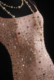 Vintage Prom Dresses 90s Formal Mermaid Spaghetti Straps Pink With Beadings Long Party Gowns Prom Dresses HZ0311