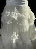 Timeless Women's Mermaid Strapless Sleeveless White Tulle Tiered Pleated With Beads Long Vintage Fitted 1920s Wedding Dresses HZ0311