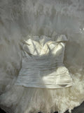 Timeless Women's Mermaid Strapless Sleeveless White Tulle Tiered Pleated With Beads Long Vintage Fitted 1920s Wedding Dresses HZ0311